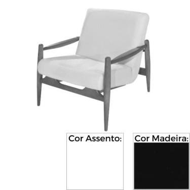Imagem de Poltrona MH-3710 Herval Madeira Laca Fosca Preta Assento Estofado Bran