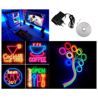 Imagem de 5m Mangueira Led Neon Corte 2,5cm Flex 12v + Fonte 3a - Waka, Verde