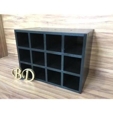 Imagem de Adega Para Vinho Nicho Para 12 Garrafas Mdf 15mm 46x35x30cm Preto - B&