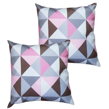 Imagem de Kit 2 Capas Para Almofada 45 cm x 45 cm Suede Triângulo Rosa - Casa Ch