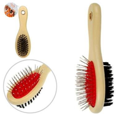 Imagem de Escova Pet Madeira Dupla Face 17Cm 2 em 1 Brilho e Maciez - arts