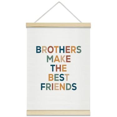 Imagem de rizotus Brothers Poster Hanger Frame, Brothers Make the Best Friends, pôsteres de arte de parede para quarto de crianças, moldura para decoração de parede de quarto de meninos, sala de jogos, 30 x
