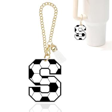 Imagem de Berloques com letra A-Z para garrafa de água Stanley Copo de 1,134 g, acessórios personalizados para copos Stanley, Soccer, Acrílico