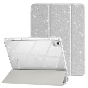 Imagem de HOICHOE Capa para iPad Air 11 polegadas M3 (2025)/M2 (2024), iPad Air 5ª/4ª geração 10,9 polegadas (2022/2020), brilhante brilhante à prova de choque com capa traseira transparente brilhante e suporte