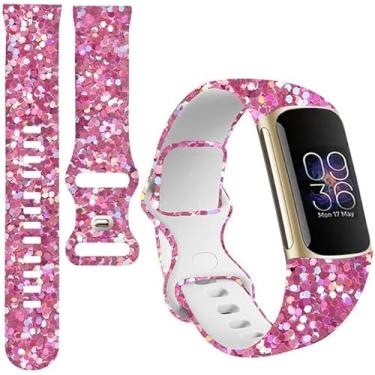 Imagem de BOSPFJG Pulseiras esportivas compatíveis com Charge 6/Charge 5 para mulheres e homens, pulseiras de substituição macias à prova d'água para rastreador de fitness Charge Advanced (glitter rosa)