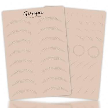 Imagem de Guapa Pele profissional para prática de nano derrame para sobrancelhas – Borracha de silicone com linhas de cabelo pré-impressas – Ideal para maquiagem permanente e treinamento de microblading