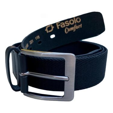 Imagem de Cinto Masculino Elástico De Couro Fivela Fasolo Preto 120