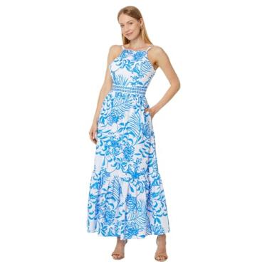 Imagem de Lilly Pulitzer Maxi feminino Charlese algodão frente única, Resort White Glisten in the Sun, 15