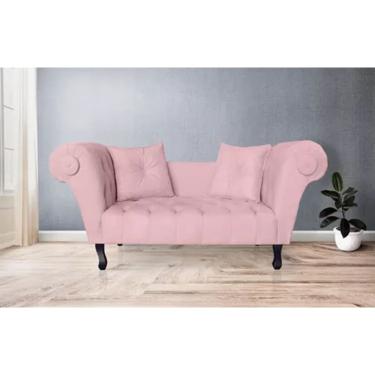Imagem de Namoradeira Estofada Para Salão de Beleza Dubai Suede Rosa Bebe - LM DECOR