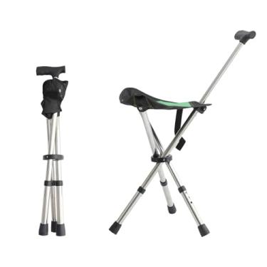 Imagem de King Mills Banquetas leves e portáteis para adultos, resistente, cadeira de caminhada ajustável para adultos, assento de bengala antiderrapante, assento dobrável 113 kg acima ideal para acampamento e