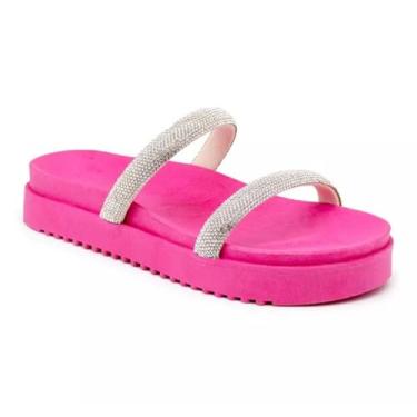 Imagem de 199051FP-Papete Feminina Flatform Com Tiras De Strass Napa Preta (Pink, BR, Adulto, Numérico, 38)
