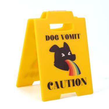 Imagem de 2un Engraçadas Placas Aviso Vômito Cão, 13x10cm Acrílico Placa Aviso Vômito de Animal Estimação Grande Placa de Alerta Amarela para Decoração Casa e Escritório