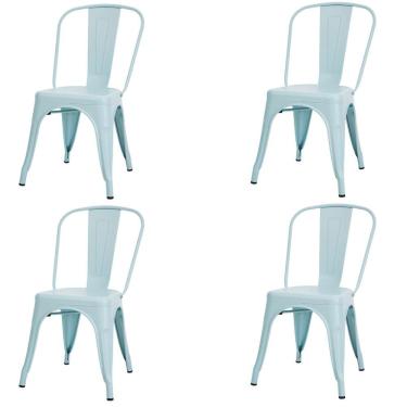 Imagem de Kit 4 Cadeiras Tolix Iron Titan Anm6671f Anima Office Ferro Pintura Epóxi Azul Claro Fosco
