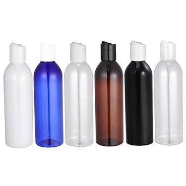 Imagem de 6pcs garrafas de viagem portáteis shampoo garrafa recipientes recarregáveis ​​shampoo e condicionador recipiente redondo com tampa garrafas cosméticas recarregáveis ​​garrafa de gel de banho tipo push