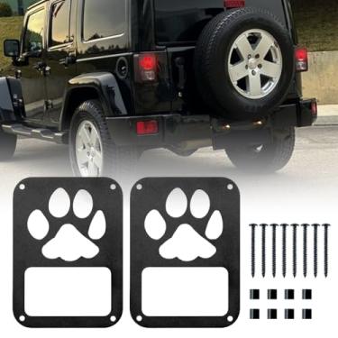 Imagem de KMFCDAE Capa para farol traseiro Jeep JK Capa traseira Guarnição Protetor de luz traseira "Dog Paw" compatível com Jeep Wrangler JK JKU & Unlimited (1 par)