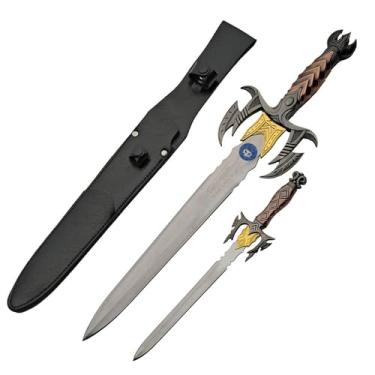Imagem de SZCO Supplies Conjunto de adaga medieval de fantasia com bainha de couro