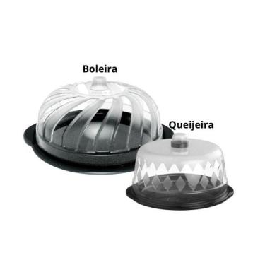 Imagem de Kit Conjunto 1 Boleita e 1 Queijeira Tampa transparente servir e armaz