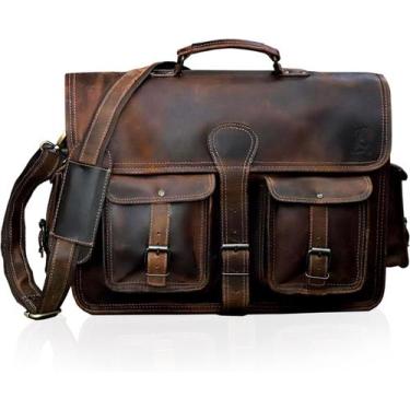 Imagem de Bolsa Messenger em couro cuero para homens, laptop de 14 polegadas, ma