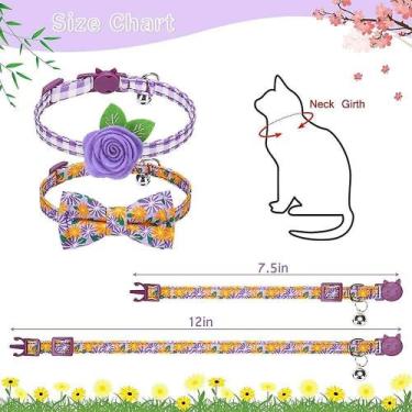 Imagem de Coleiras de gato breakaway ajustáveis - 2 Pack Kitten Collars Wi - HUO