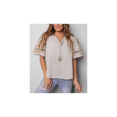 Imagem de Top de algodão bordado para mulheres - Lightbek Official Store