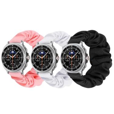 Imagem de GTHY Pulseiras Scrunchie compatíveis com Watch 8, para mulheres, grandes, pequenas, pulseiras de substituição, pulseiras de tecido elástico com padrão de tecido macio para relógio 8