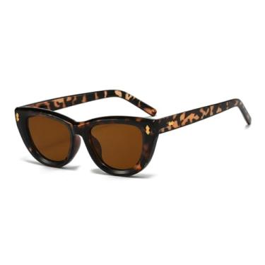 Imagem de HPIRME Óculos de sol femininos com armação oval e armação grossa, estilo retrô, UV400 (MN5752-C9)