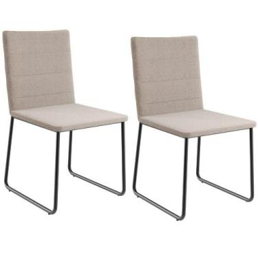 Imagem de Kit 02 Cadeiras Decorativa Estofada Para Sala De Jantar Preto Maya L02