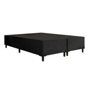 Imagem de Base Cama Box Queen Bipartido Preta Suede 40x158x198 - Santo Box FR