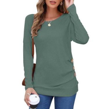 Imagem de Blusa túnica MOLERANI feminina casual de manga comprida verde claro