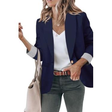 Imagem de Blazer Genhoo Business Casual Open Front Azul Marinho S
