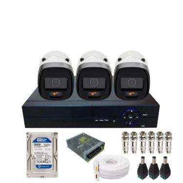 Imagem de Kit Cftv 3 Câmeras Vhd 1220b Colorvu Intelbras, Dvr Alta Performance 4ch C/Hd 500gb