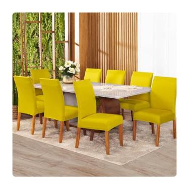 Imagem de Kit 8 Capas de Cadeira Malha Gel - Lenharo Enxovais, AMARELO