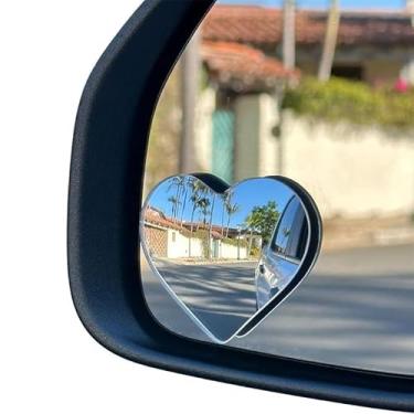 Imagem de 2 peças de espelhos de ponto cego em forma de coração para carros – Espelho retrovisor convexo para maior segurança – Espelho lateral de encaixe universal com design de coração fofo – Perfeito para