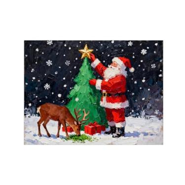 Imagem de Pinturas em tela Natal-Quadros Decoração de Parede-Árvore Natal velho-Inverno Paisagens Impressões para Sala de Estar 60x80cm Sem Moldura