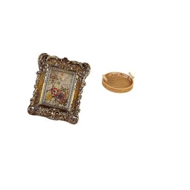Imagem de Fenteer Moldura de Foto com Estampa Floral Esculpida à Mão, Cesta Porta-retratos, Suporte de Mesa para Parede, Tigela de Servir Frutas Antigas, Prato para Esc