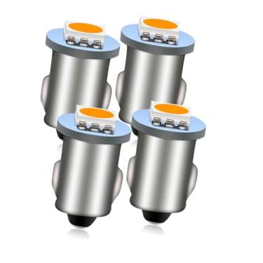 Imagem de Ruiandsion 4 lâmpadas de painel 6V BA7S 5050 1SMD 30lm amarelo/âmbar LED indicador de painel interior, luz de luz de LED para painel interno, Terra negativa