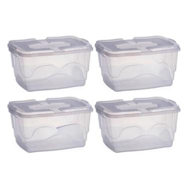 Imagem de Kit Caixa Organizadora 20L Transparente Com Travas Container Guardar Brinquedos Livros Multiuso(Kit com 4)