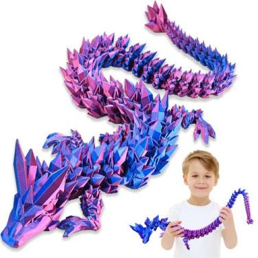 Imagem de Dragão LOCYFENS impresso em 3D, grande, 76 cm, articulado, vermelho, a