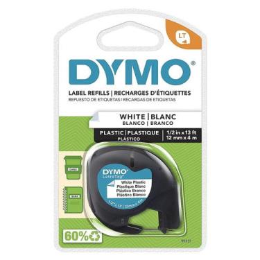 Imagem de Fita Poliester 12mmx4m Rotulador Letratag Dymo Preto Branco