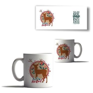 Imagem de Caneca Porcelana Natal Bichinhos Rena do Papai Noel Mensagem - Enjoy S