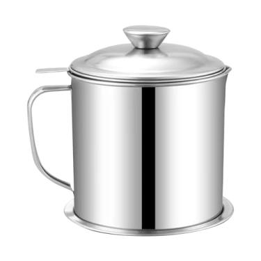 Imagem de Naroote Recipiente de óleo Filtro de Aço Inoxidável Grande Capacidade Cozinha Cozinhar Uso Doméstico (Aço Inoxidável 304 1,8L)