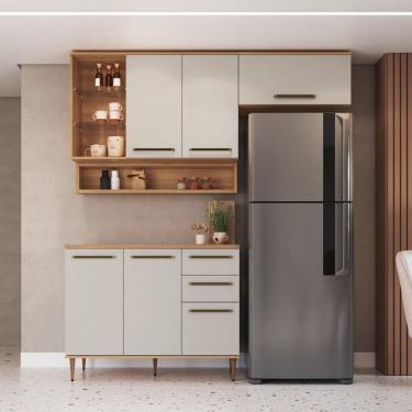 Imagem de Cozinha Compacta 5 Peças com Tampo 120cm e Nicho Decorativo Isabelle Freijó / Arenas