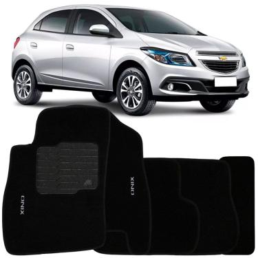 Imagem de Tapete Carpete Onix 2012 à 2017 Preto Logo Bordado Jogo 5 Peças Personalizado Automotivo