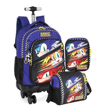 Imagem de Kit Escolar Mochila Lancheira Estojo Sonic The Hedgehog Oficial Luxcel
