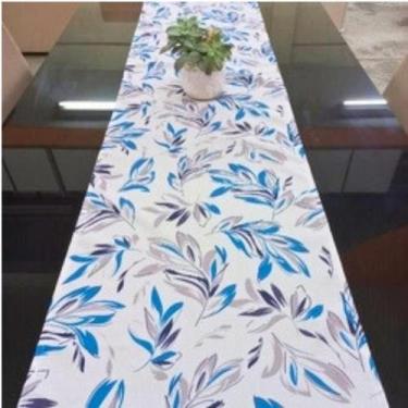 Imagem de Caminho de mesa 40 x 1,75 - folha cinza + azul - DIAS DECOR