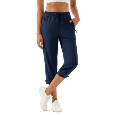 Imagem de Calças femininas MAGCOMSEN para caminhada capri de secagem rápida UPF 