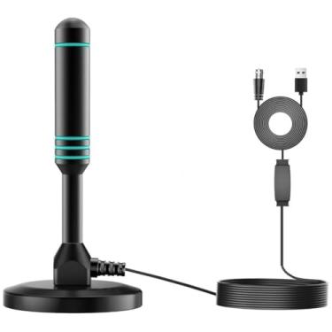 Imagem de XIANGLYO Antena de TV interna, antena HDTV digital de longo alcance com base magnética, recepção 4K 1080p, preto, cabo coaxial de 5 metros para Smart TVs