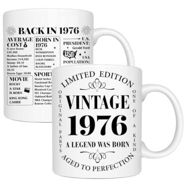 Imagem de NGLIV Presentes de aniversário de 50 anos para homens e mulheres, presentes de aniversário de 1976 para mulheres e homens, presente para 1976, presente para sua mãe, pai, irmã, melhores amigos, caneca