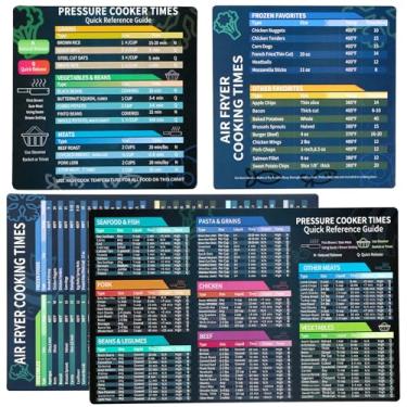 Imagem de Conjunto de 4 folhas magnéticas de fritadeira a ar, fritadeira a ar, tabela de horários, referência de panela de pressão, folha magnética à prova d'água, guia de livro de receitas para iniciantes