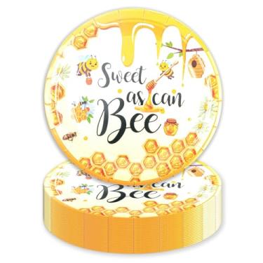 Imagem de HFBOBP 50 peças de decorações de abelha para festa, pratos de papel de abelha doces como pode abelha, descartáveis, utensílios de mesa, lembrancinhas de festa para aniversário, chá de bebê, decoração